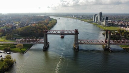 Aerial view of the Spijkenisse bridge in the Netherlands