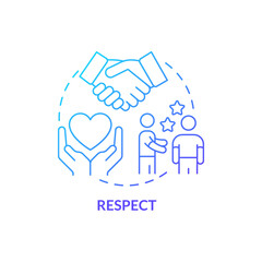 Respect blue gradient concept icon. Business ethics component abstract idea thin line illustration. Ethical communication. Moral value. Isolated outline drawing. Myriad Pro-Bold font used - obrazy, fototapety, plakaty