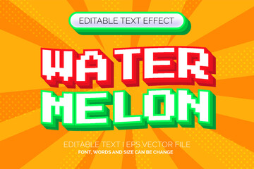 Fototapeta na wymiar watermelon pixel style Text Effect