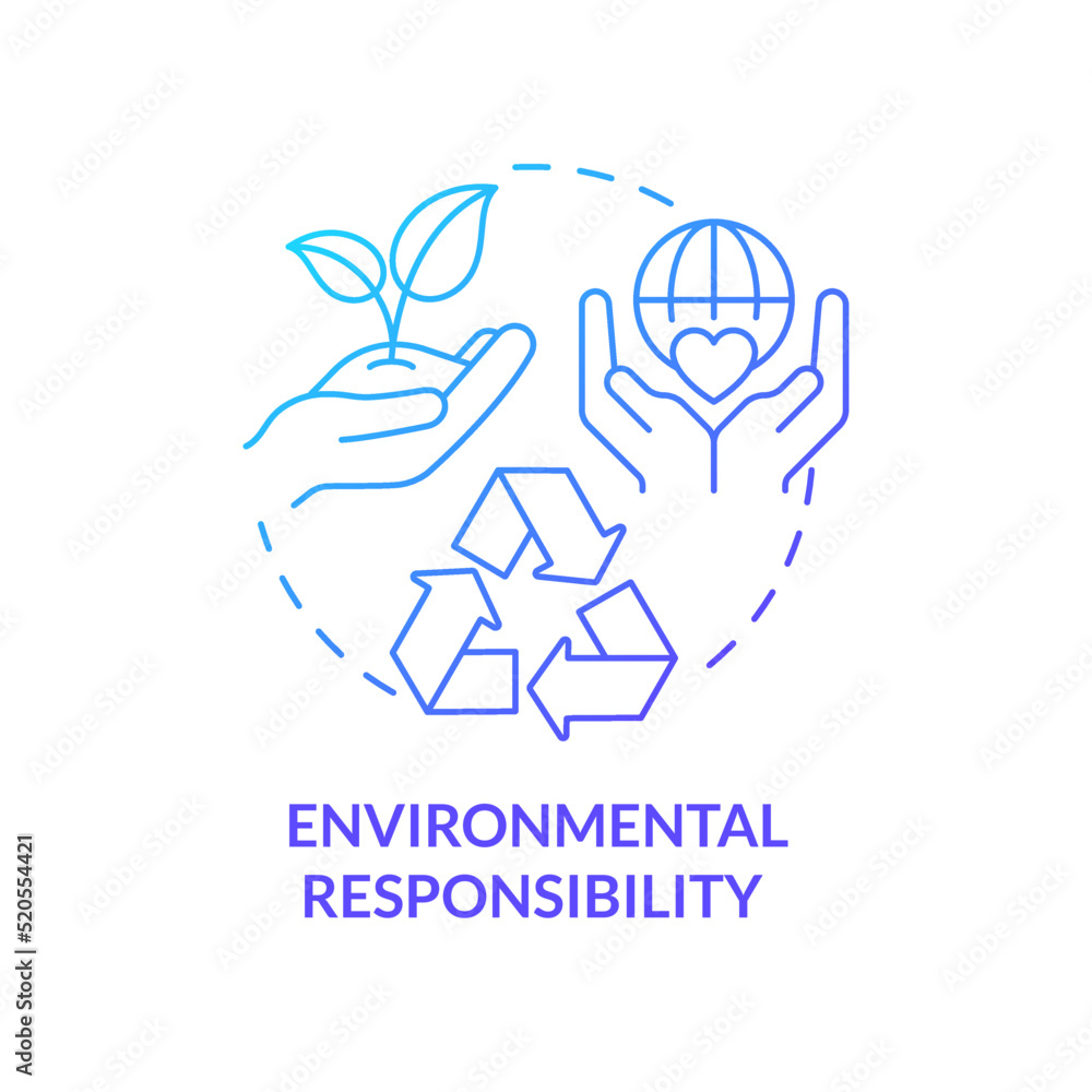 Poster environmental responsibility blue gradient concept icon. type of csr abstract idea thin line illustr