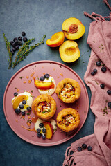 Goat cheese honey and peaches bites