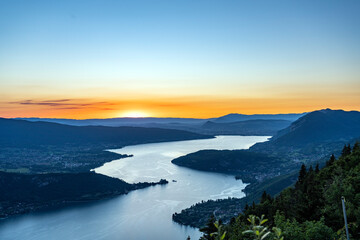 Sunset over the lake of Annecy France