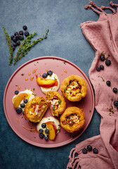 Goat cheese honey and peaches bites