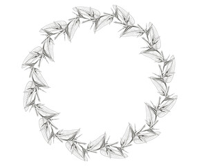 Floral wreath design for greating card, wedding invitation, romantic frame. Flower vector illustration of border template.