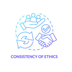 Consistency of ethics blue gradient concept icon. Ethical banking abstract idea thin line illustration. Isolated outline drawing. Moral standards. Development. Myriad Pro-Bold font used