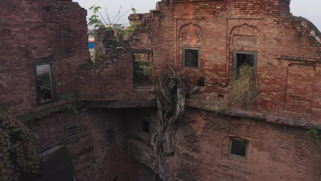 Drone footage of Haveli Sujan Singh heritage museum in Rawalpindi, Pakistan