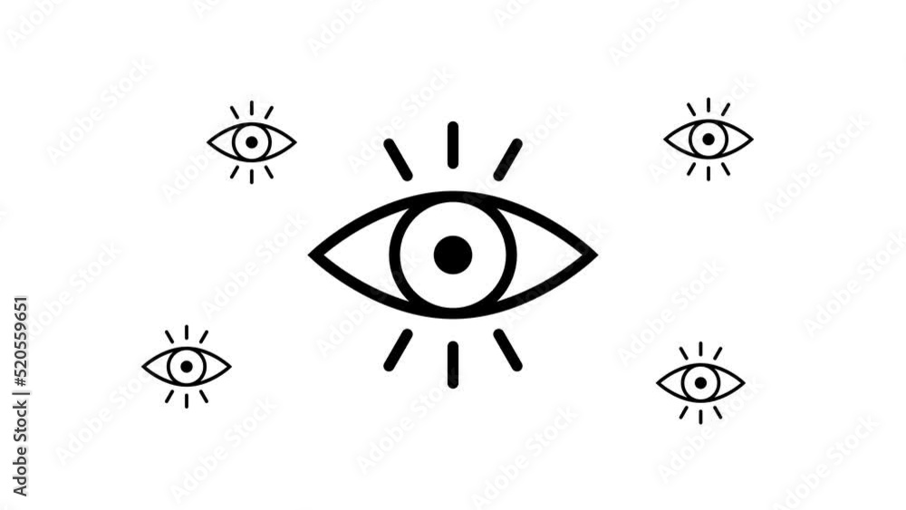 Poster zoom in and out animation the vision symbol. large black symbol in the center and four small symbols