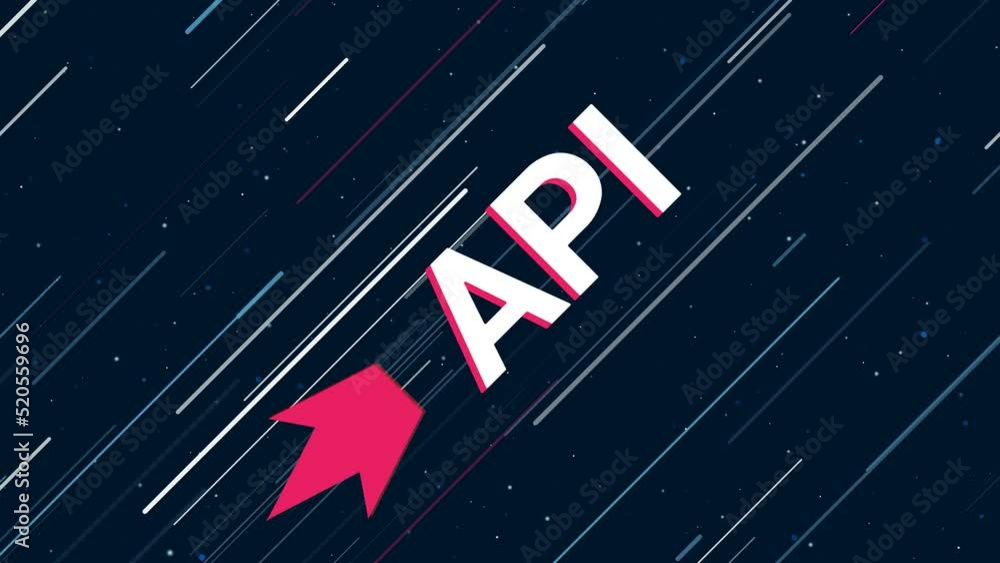 Poster api symbol flies through the universe on a jet propulsion. the symbol in the center is shaking due t