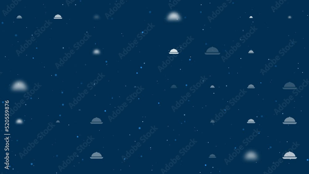 Poster template animation of evenly spaced cloche symbols of different sizes and opacity. animation of tran