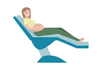Flat illustration of a pregnant girl in a chair.