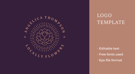 Outline emblem of stylized flower line style