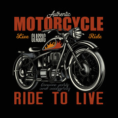 Fototapeta na wymiar Original vector illustration in retro style. American motorcycle custom made. T-shirt Design