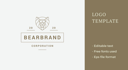 Linear logo of bear head line style - obrazy, fototapety, plakaty