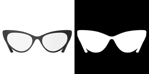 3D rendering illustration of cat-eye eyeglasses