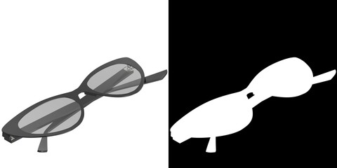 3D rendering illustration of cat-eye eyeglasses