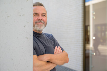 Portrait of a pensive determined senior man