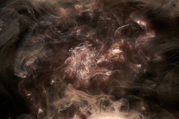 Liquid fluid art abstract background. Dark multicolored smoke dancing acrylic paints underwater, space ocean, universe explosion