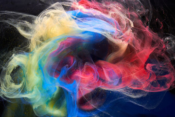 Liquid fluid art abstract background. Mix of dancing acrylic paints underwater © amixstudio