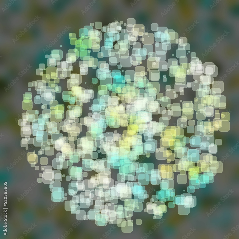 Aufkleber abstract geometric sphere of many square glittering in space explosion of confetti rounded square
