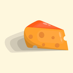 Cheese. Royal cheese with holes. Healthy meal snack. gourmet food. Cheese flat design vector illustration isolated on yellow background