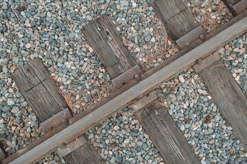 Part of the railroad with stones