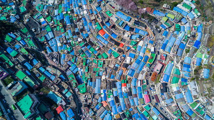 Gamcheon Culture Village, Aerial view Colorfull mountain village in Busan City, Busan, South Korea.