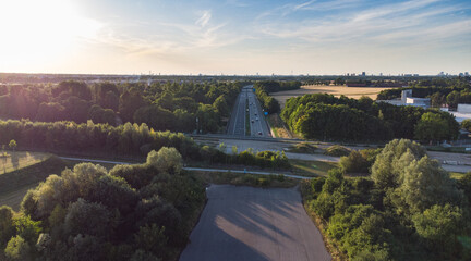 Naklejka premium German highway aerial top view near Munich with car traffic