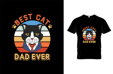 Best cat dad. Cat t-shirt. Vector illustration. T-shirt graphics can be used for print, kids wear, baby shower celebration and poster. Chat tag logo