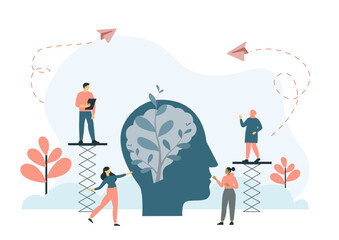 flat vector illustration on the topic of mental health. meditation.psychological help and support, therapy.