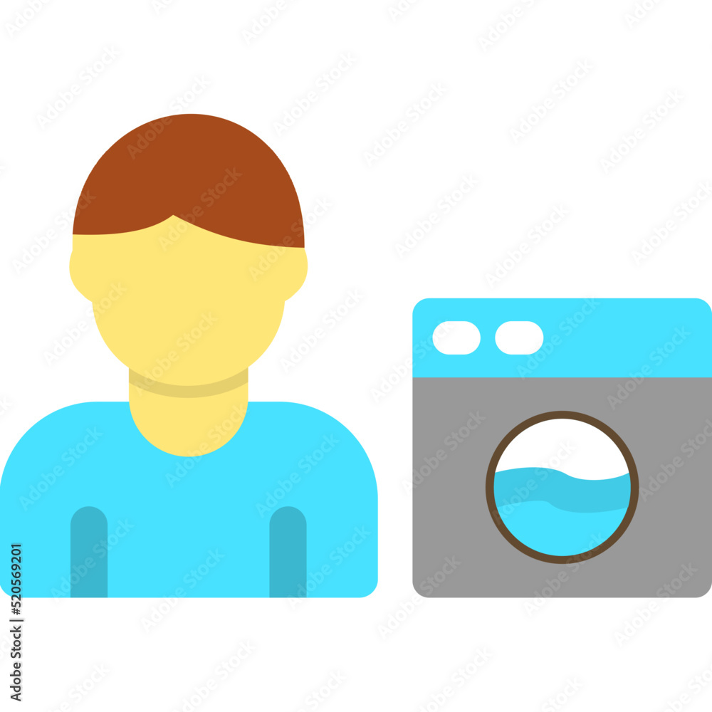 Canvas Prints man doing laundry icon