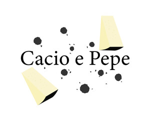 Cacio e Pepe pasta recipe vector illustration 
