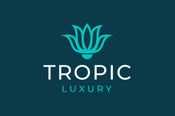 Fototapeta premium Luxury elegant flower logo linear line art style. Beauty, spa, hotel, salon, cosmetics or boutique logo and more business.