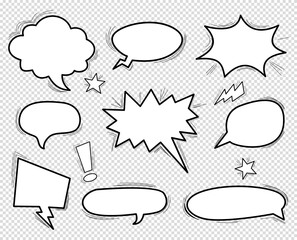  set comic speech bubbles with style pop art. Comic dialog empty cloud, space text. © halimqdn