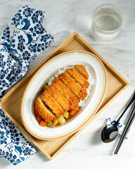 Japanese Curry with Crispy Chicken Cutlet Tonkatsu, Also Popular as Daily Korean Menu
