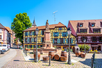 Marktplatz, Ribeauville, Elsass, Frankreich 