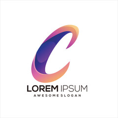 C letter initial colorful gradient logo