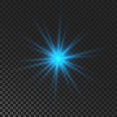 Blue glowing sparkling star