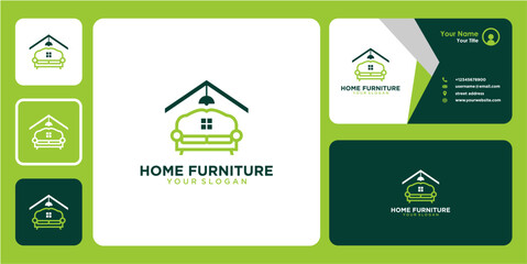 home logo design with furniture and business card