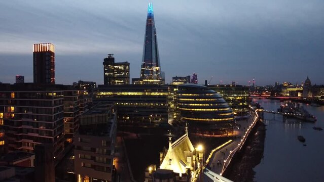 View of shard and east London by night