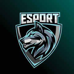 Wolf esport gaming logo vector design