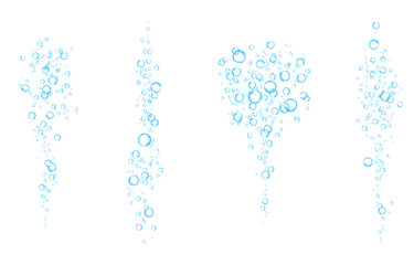 Oxygen air bubbles  flow  in water on white  background.