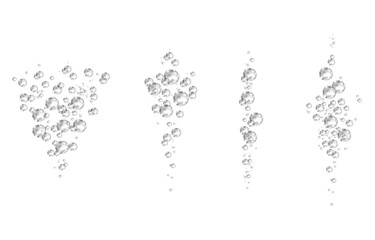 Oxygen air bubbles  flow  in water on white  background.