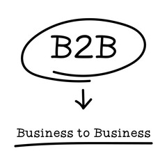 Letter of abbreviation B2B in circle and word business to business on white background