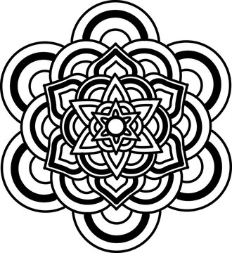 The flower mandala coloring book simple and basic for beginners, seniors and children. Set of Mehndi pattern for Henna drawing and tattoo. Decoration in ethnic oriental, Indian style.