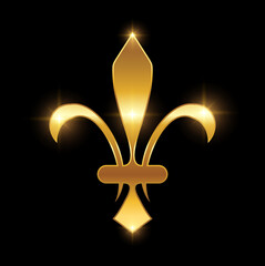 Golden Fleur De Lis Logo Sign - obrazy, fototapety, plakaty