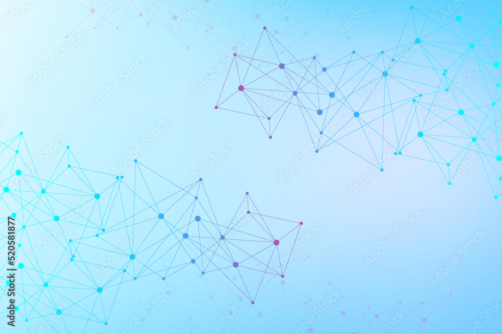 Poster geometric abstract background with connected line and dots. structure molecule and communication. bi