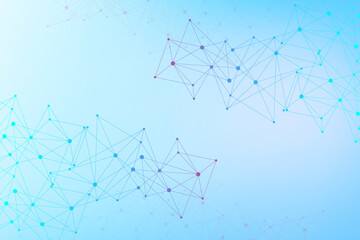 Geometric abstract background with connected line and dots. Structure molecule and communication. Big Data Visualization. Medical, technology, science background. Vector illustration.