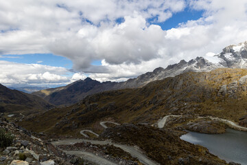 landscape in the mountains, Peruvian road.