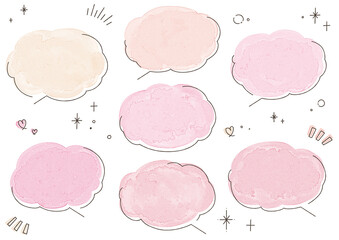 水彩のふわふわ吹き出し　赤色Ver