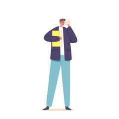Depressed Anonymous Man, Unhappy Businessman hide Face under Happy Smiling Mask. Male Character with Imposter Syndrome
